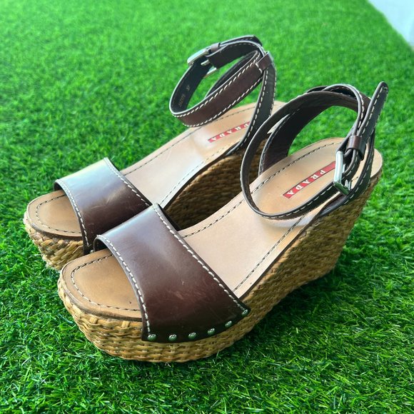 Prada Leather Wedges 6.5 - Picture 2 of 9